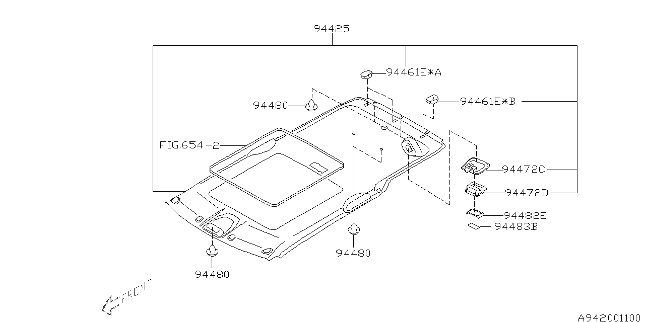 Subaru 94472FC001GB Cover Holder Sun Roof