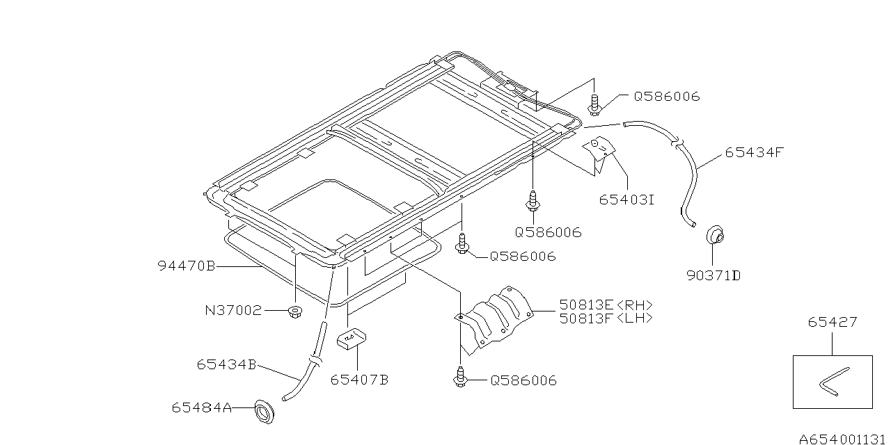 Subaru 65468FC010 Drain Tube Sun Roof Rear