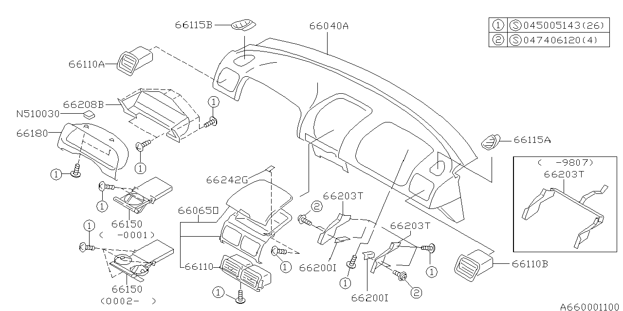 Subaru 66241FC060DC Cover Panel Center