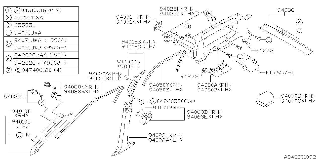 Subaru 94017FC010 STOPPER A Pillar RH