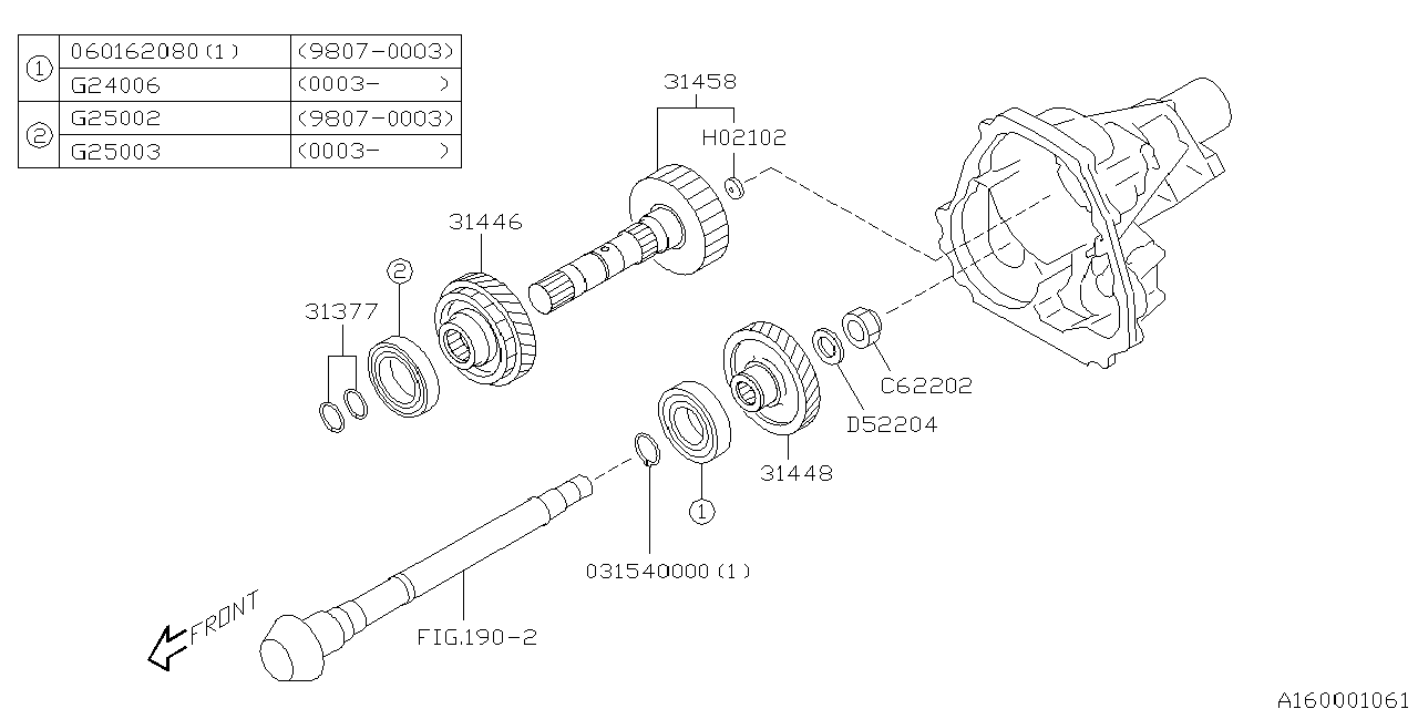 Subaru 31448AA280 PT120302 Gear Reduction D