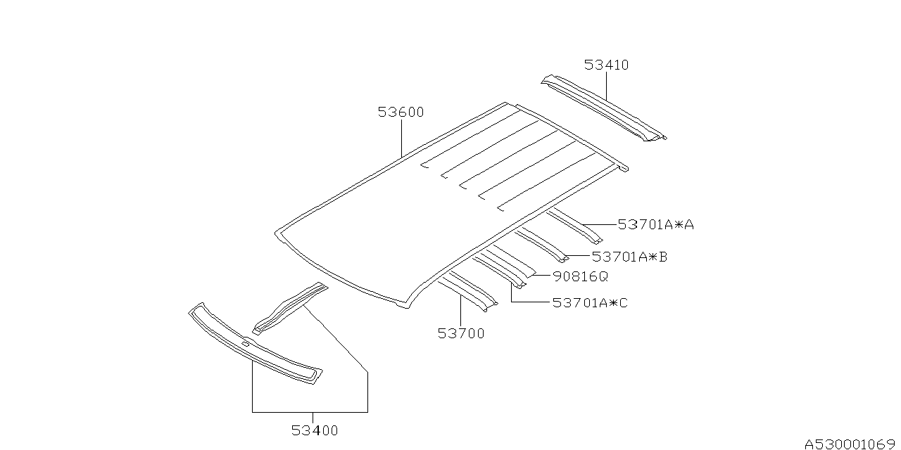 Subaru 53701FC030 Brace Roof Rear