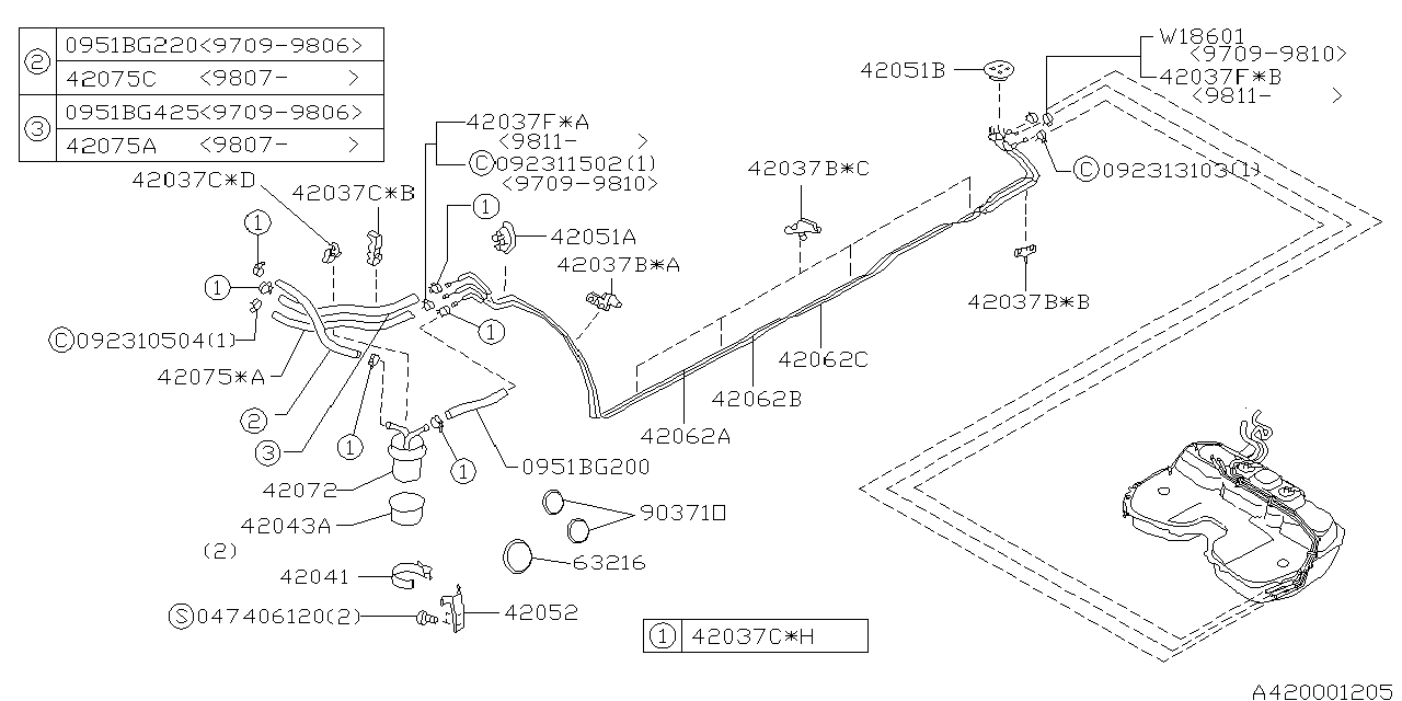 Subaru 0951BG425 Hose Return