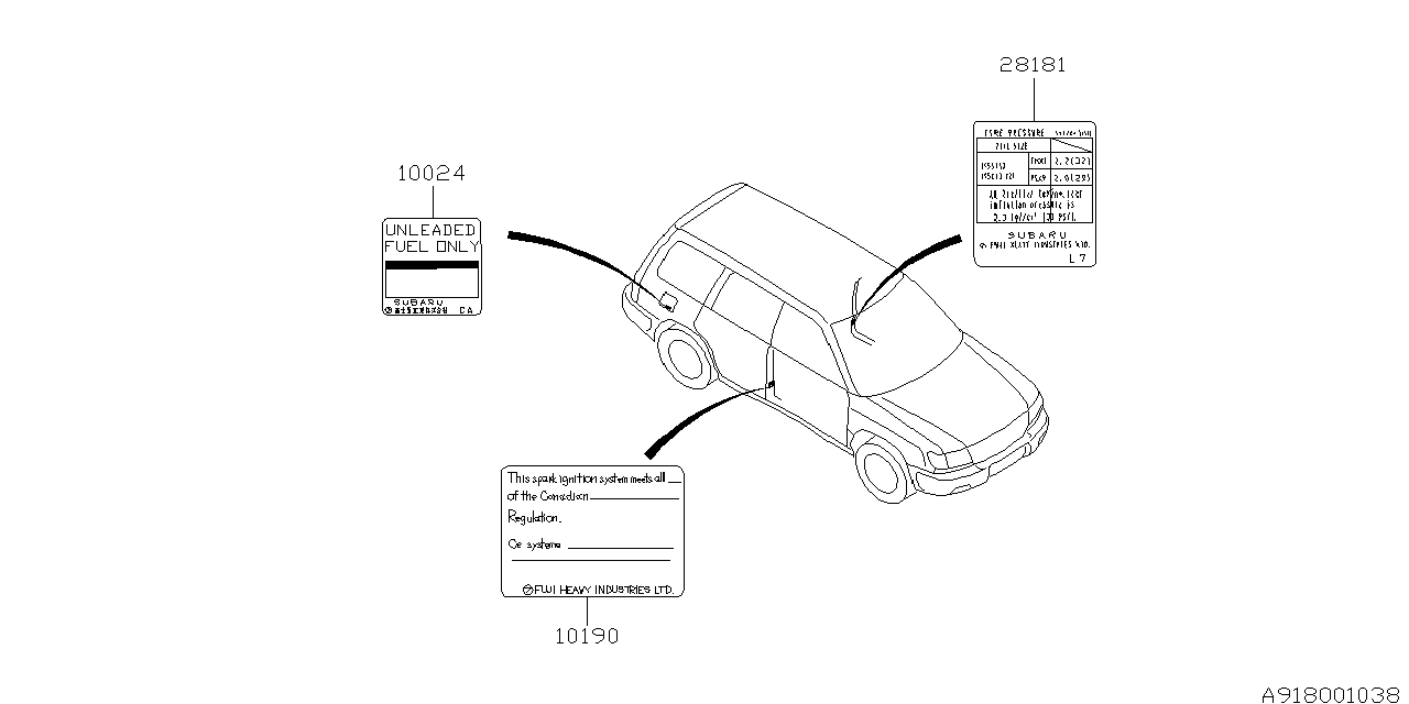 Subaru 28191FC260 Label Pressure