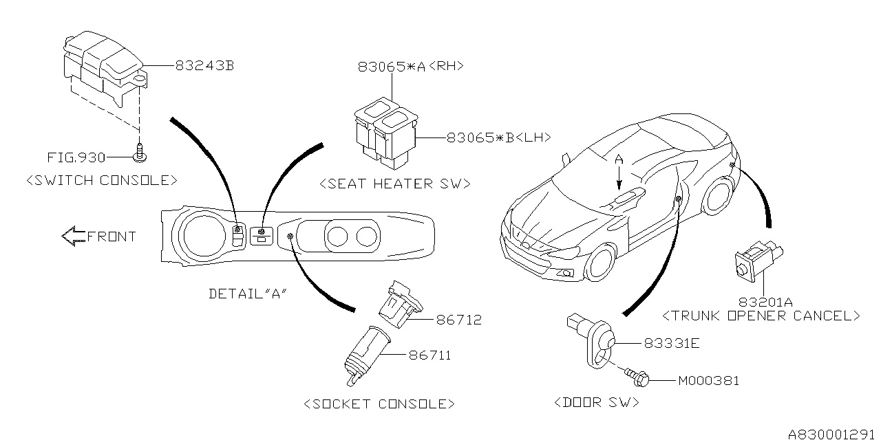 Subaru 86712XA000JC Cap Assembly