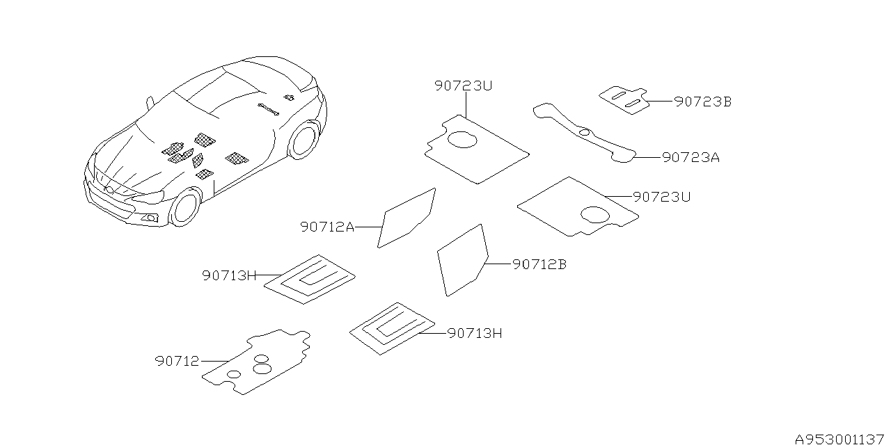 Subaru 90723CA030 SILENCER Floor Rear