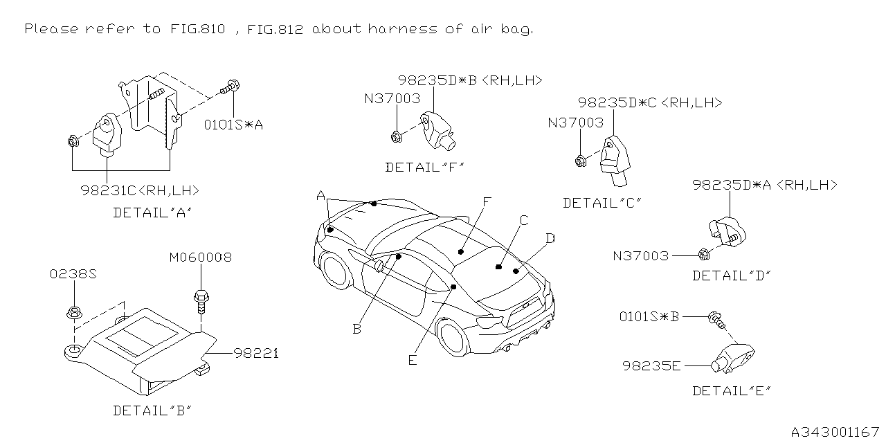 Subaru 98237CA040 Sensor Side Air Bag