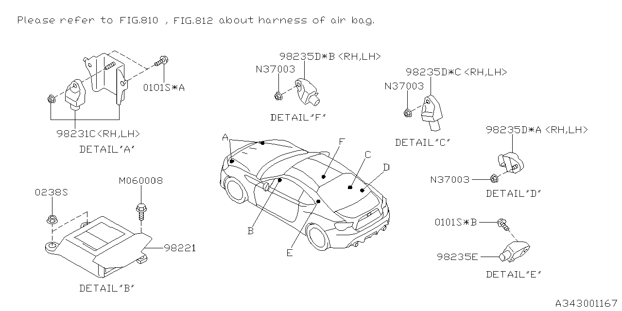 Subaru 98231CA010 Sensor Assembly Air Bag Front