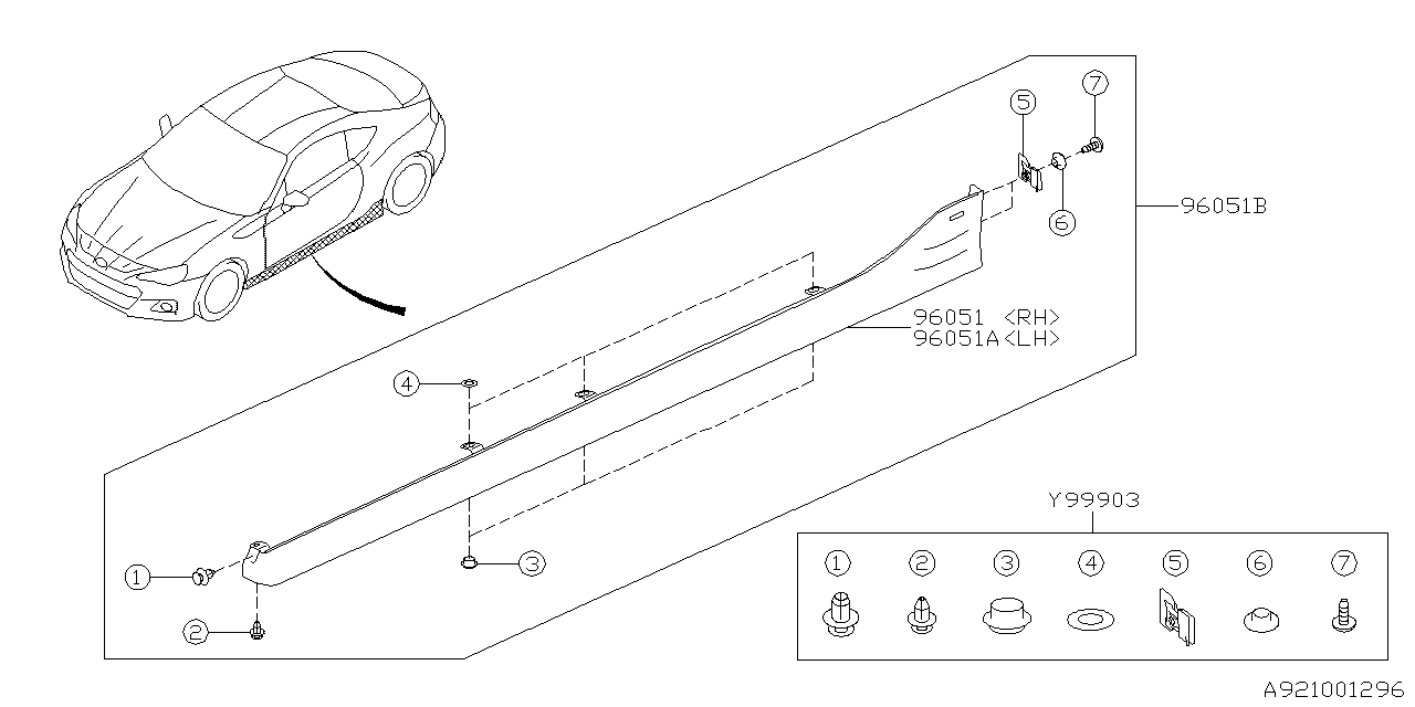 Subaru E2610CA012 Side Under Spoiler LH