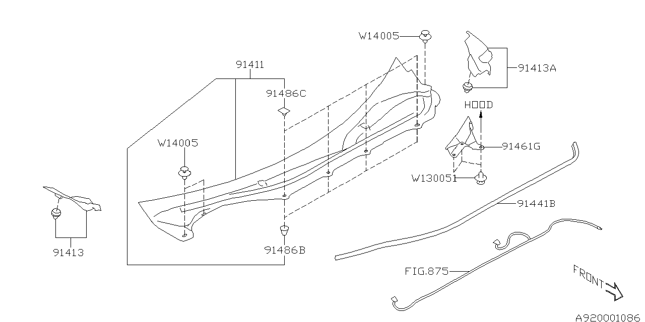 Subaru 91441CA001 Seal COWL Panel