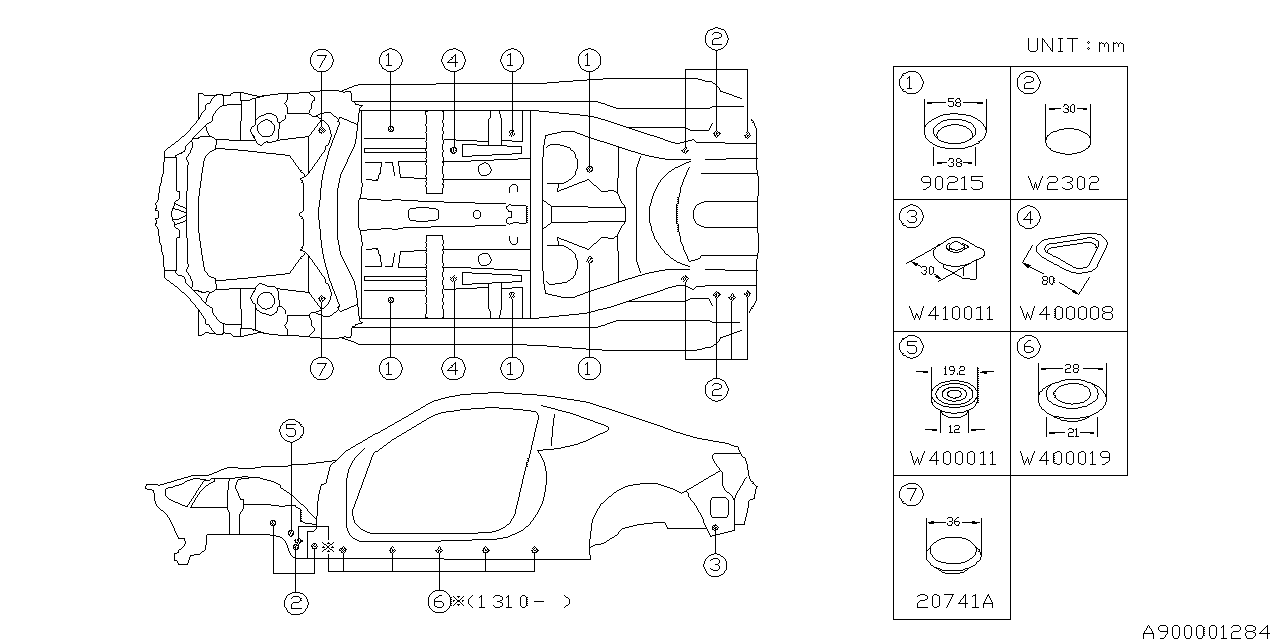 Subaru 90215CA0009P Plug Floor Front