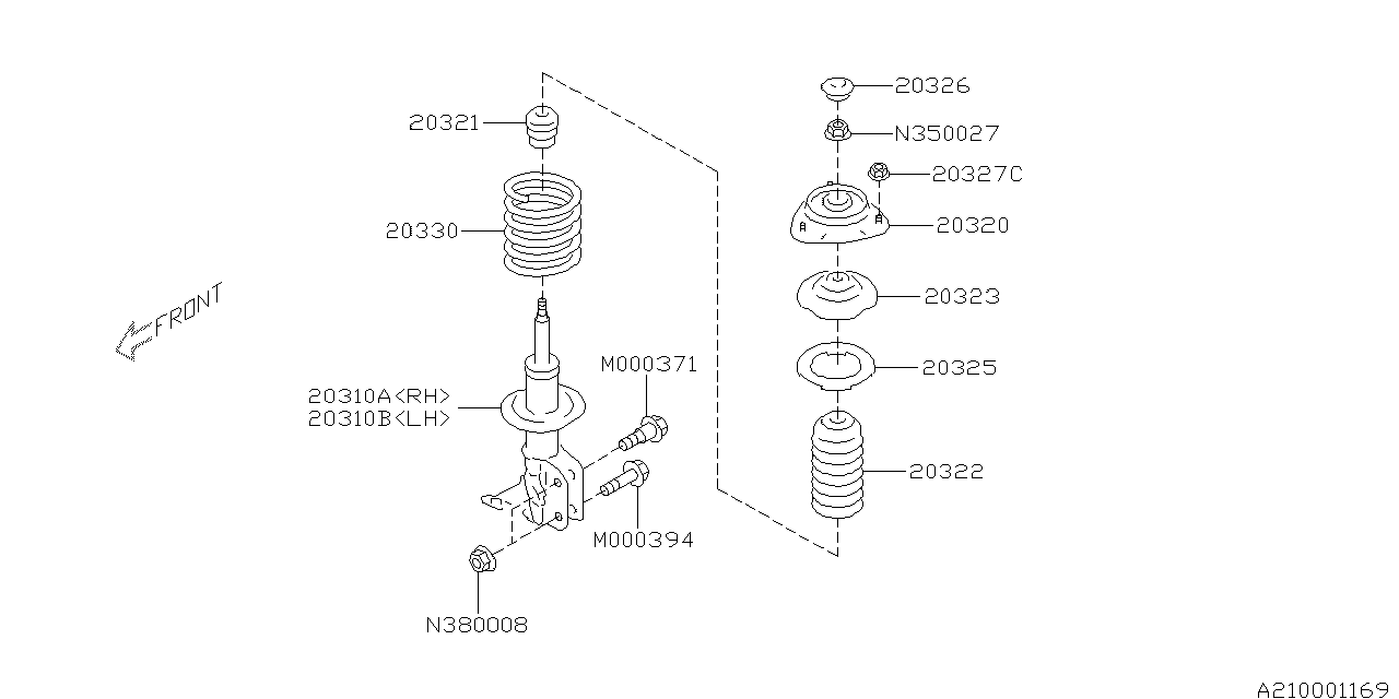 Subaru 20310CA280 STRUT COMPL F RH