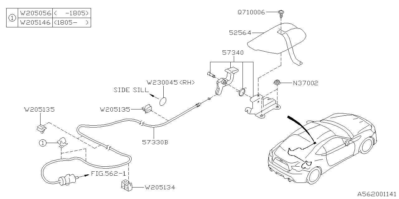 Subaru 909205135 Clip Cable