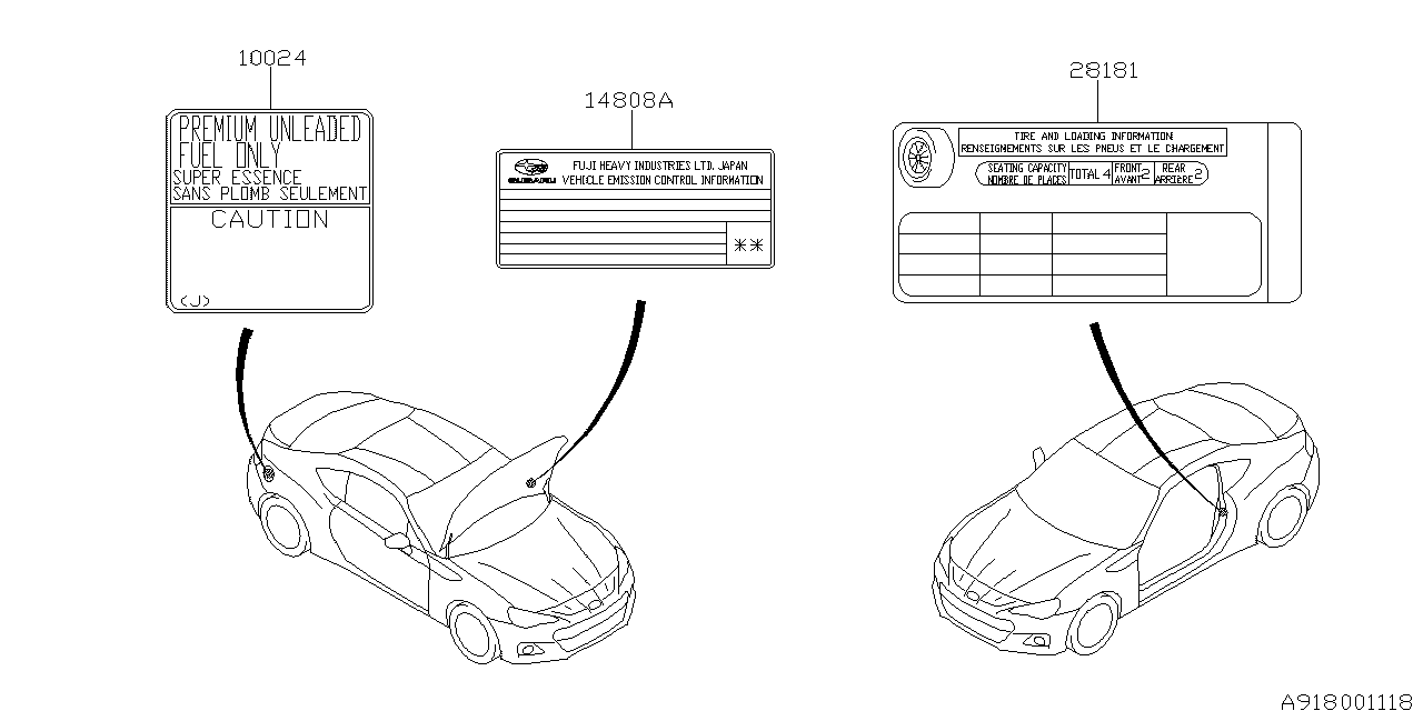 Subaru 14808AH840 Label Emission Eh