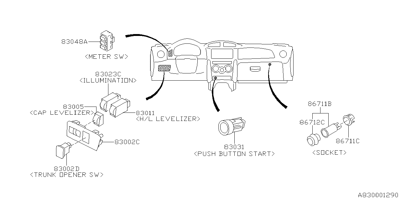 Subaru 83031CA021 Switch Assembly Start