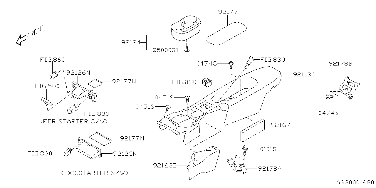 Subaru 92126CA050 Cover Front PKT LHD