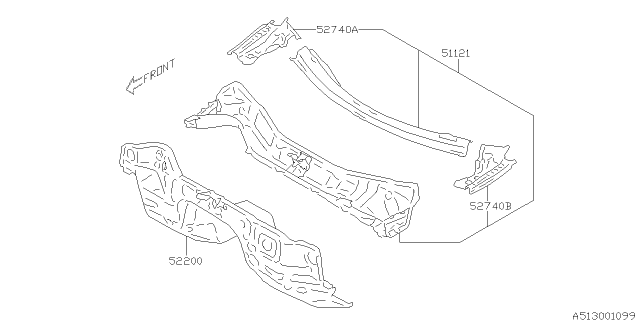 Subaru 52200CA0119P Toe Board Complete