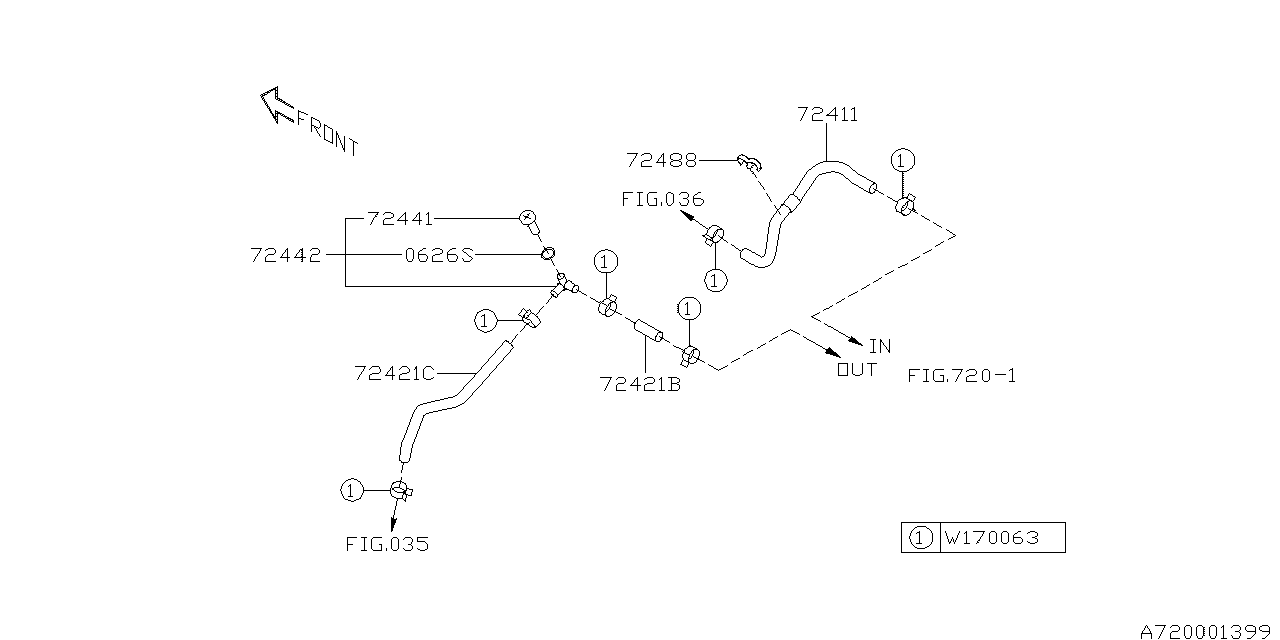 Subaru 72421CA000 Hose Heater Out