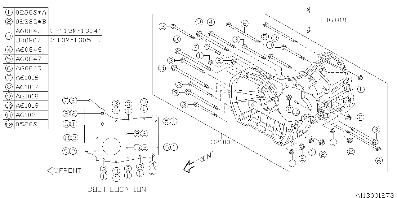 Subaru 32100AB330 Manual Transmission Case Assembly