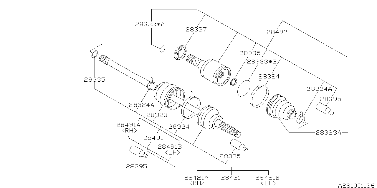 Subaru 28491AE02B Bj Shaft Unit (LH)