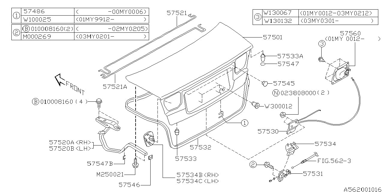 Subaru 57534AC010 Cover Trunk Lock