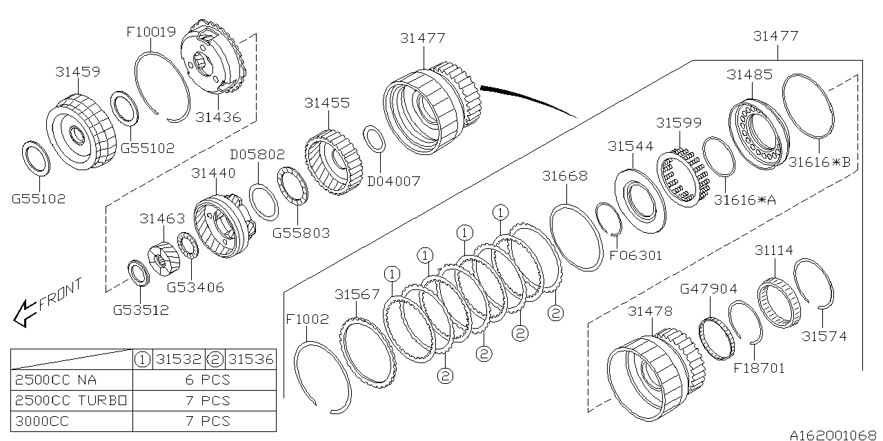 Subaru 31477AA141 Clutch Assembly Low