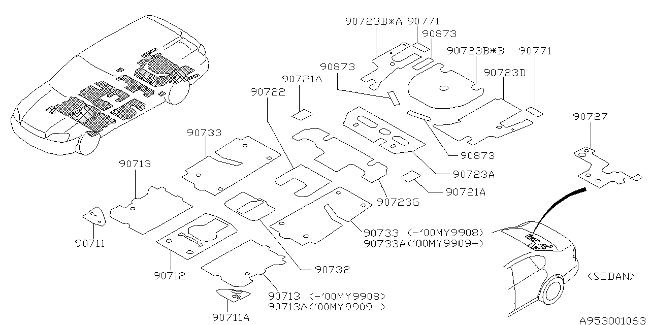 Subaru 90711AE03A SILENCER Apron Front LH