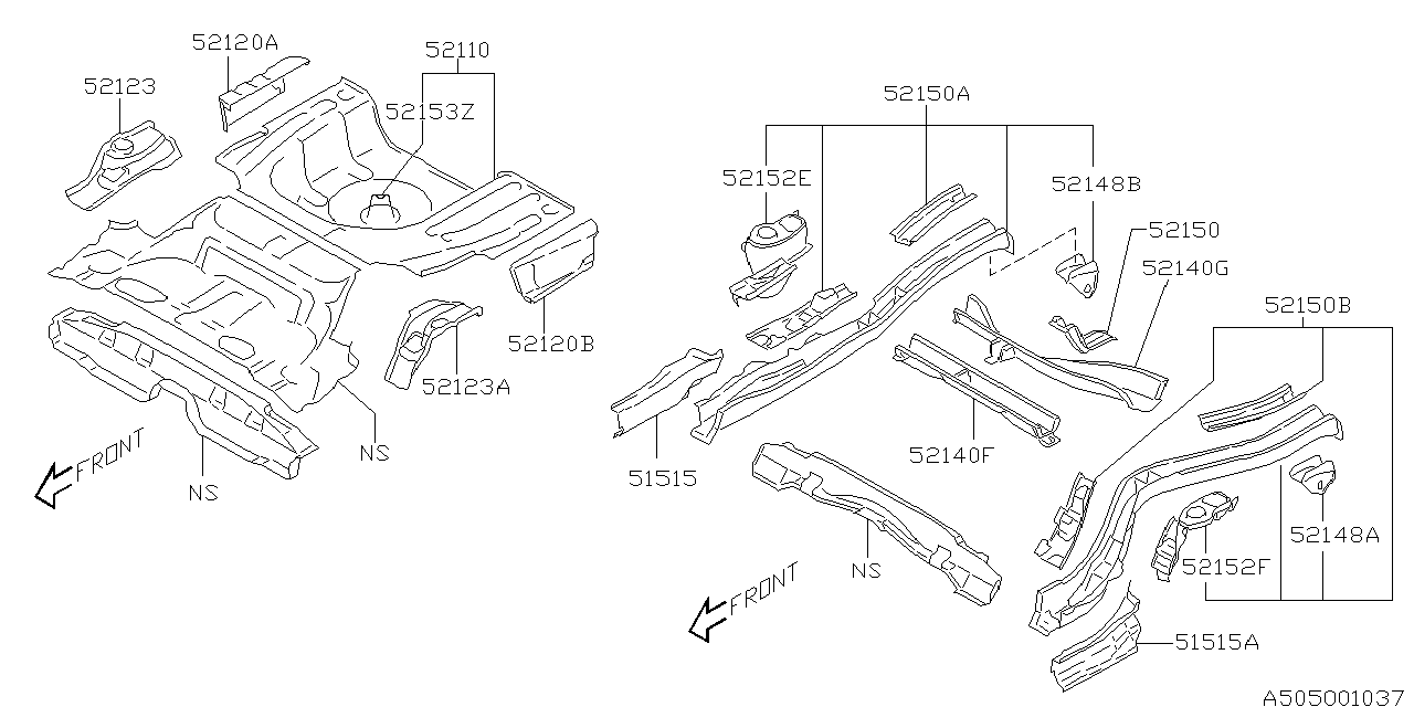 Subaru 52140AE40A Cross Member B Complete