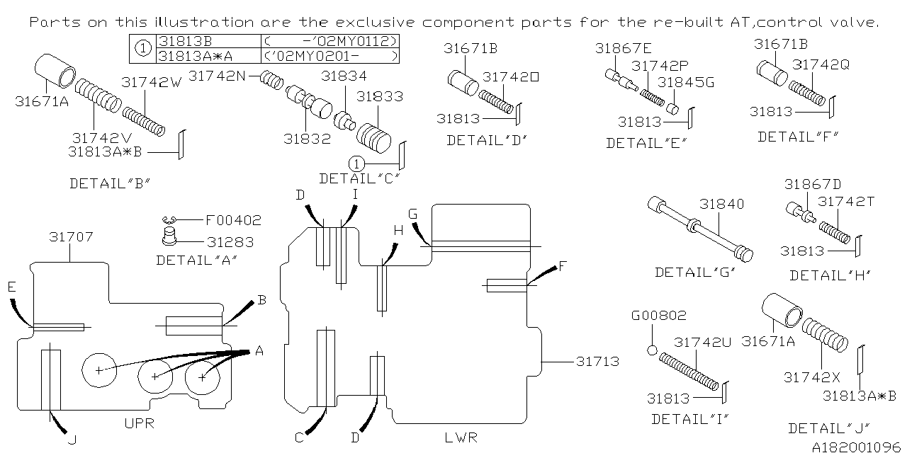 Subaru 31707AA050 Body Control Valve Up