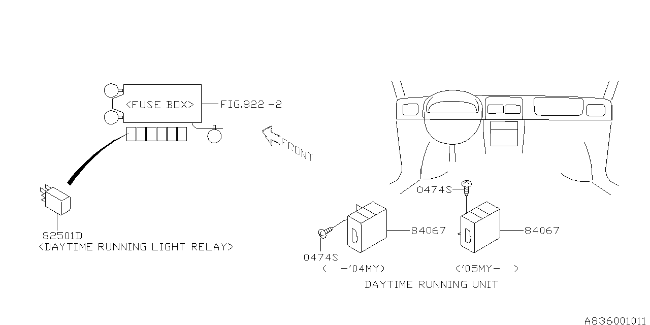 Subaru 84067AE05A Unit DRL Assembly