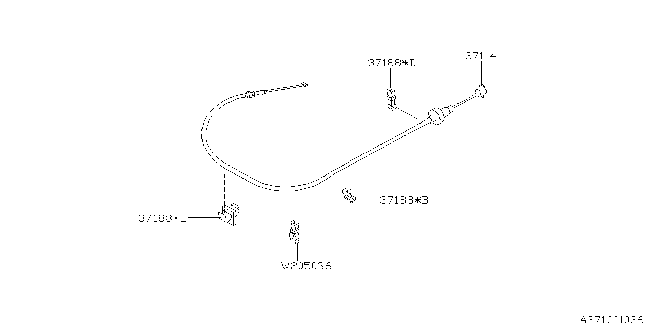 Subaru 37122AE040 Clip-Accelerator Cable