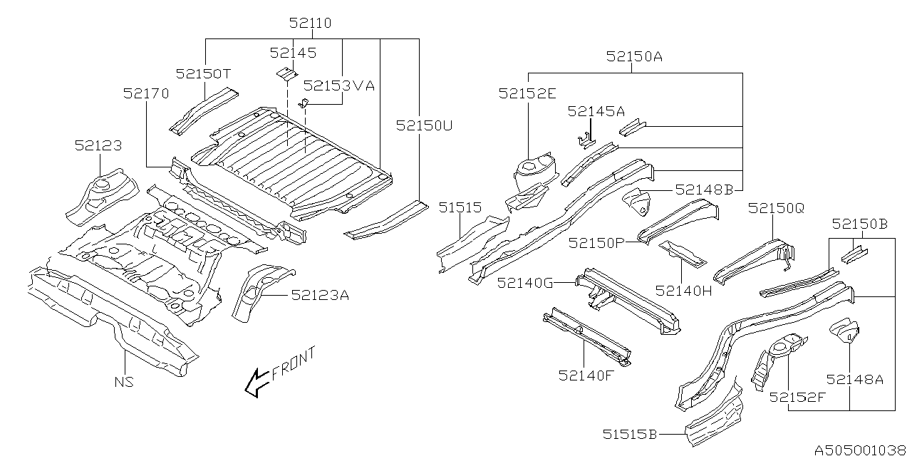 Subaru 52145AE07A Reinforcement FRM Rear Upper RH