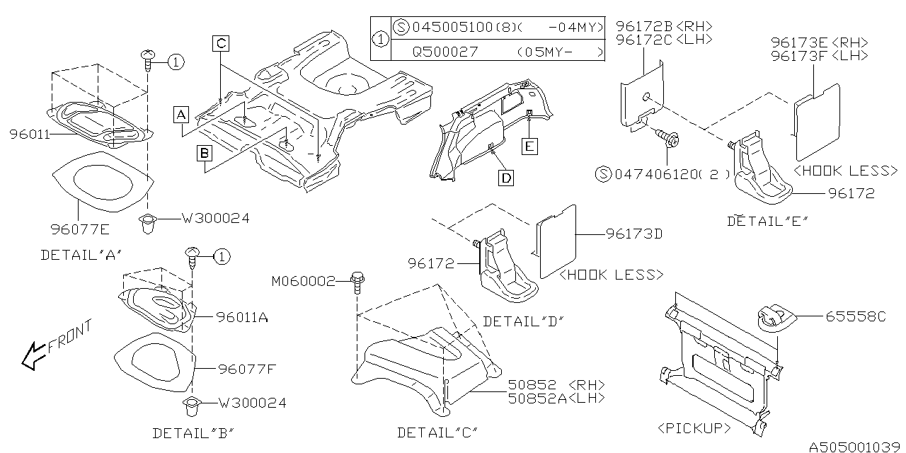 Subaru 96172AE000GG Hook Luggage