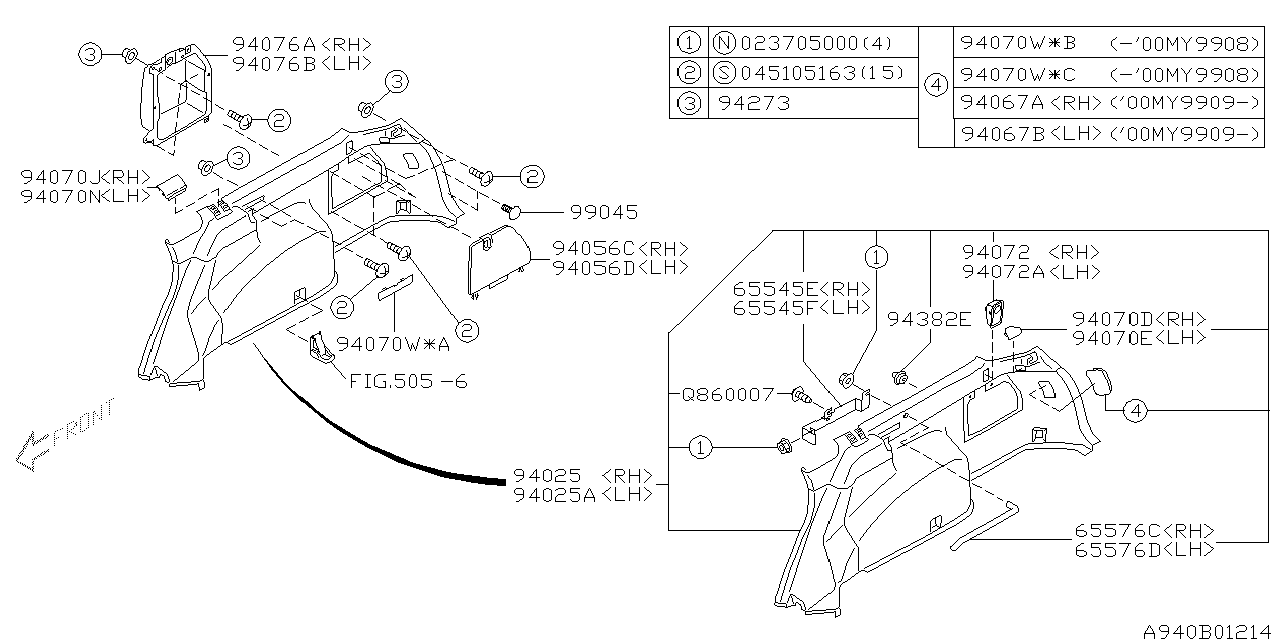 Subaru 94067AE17AOC Cap Apron Rear Lower LH
