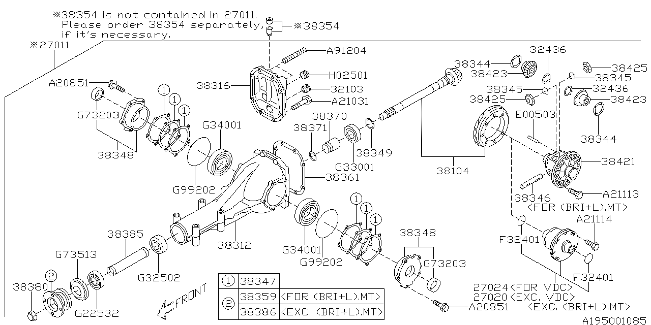 Subaru 27011AA333 Differential Assembly Rear