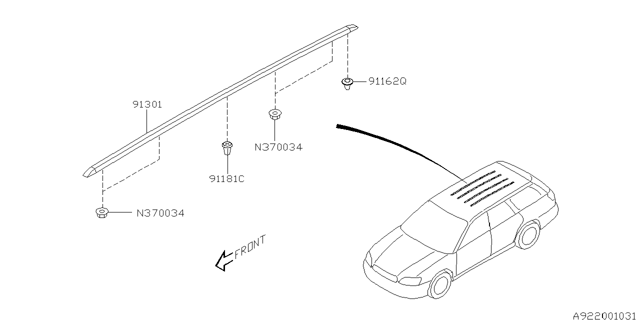 Subaru 91301AE00A Roof SLATS Assembly