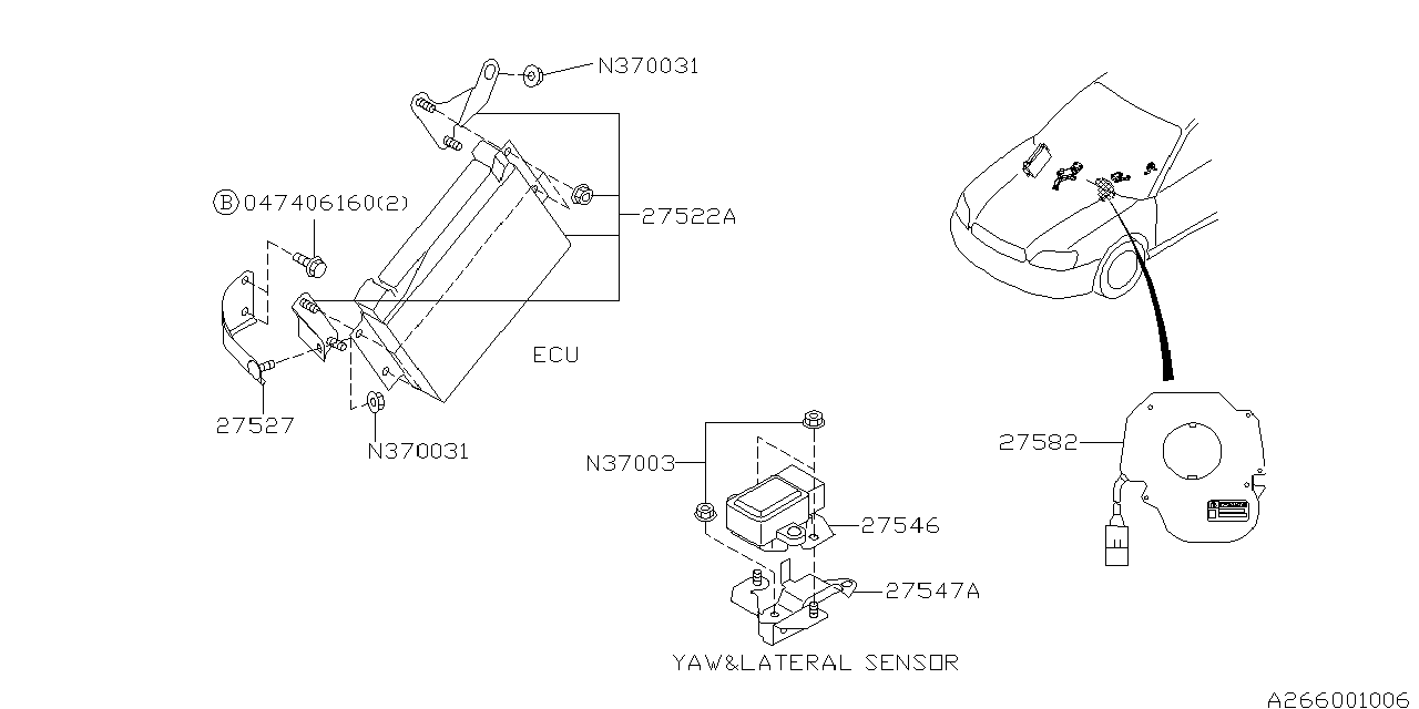 Subaru 27547AE090 Bracket Sensor YAW & Lat G
