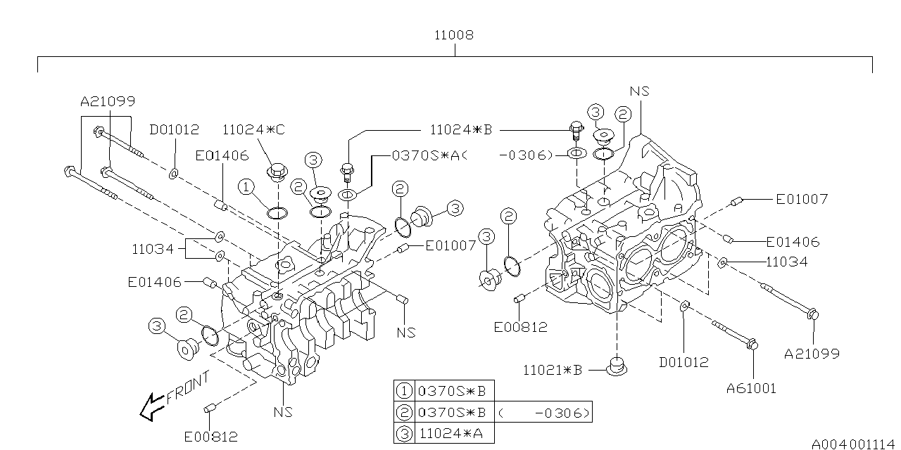 Subaru 11008AA830 Block Set-Cylinder