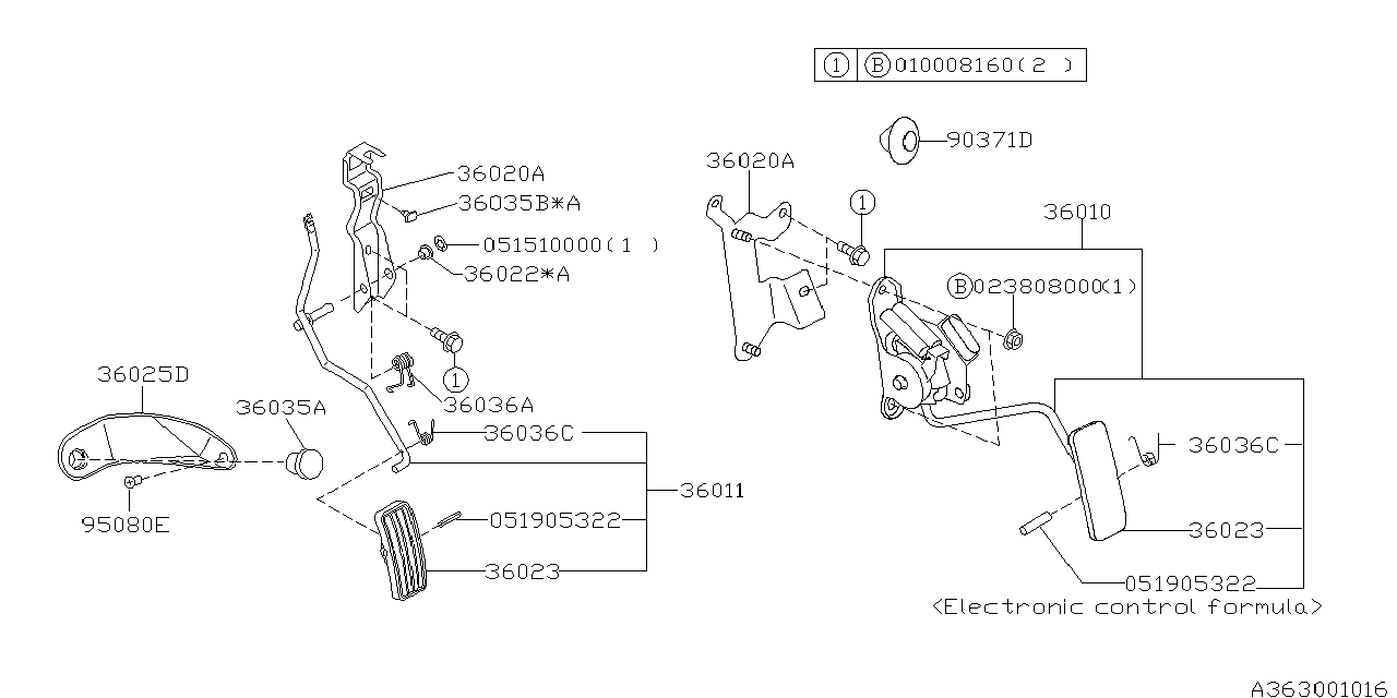 Subaru 36011AA030 Accelerator PDL Complete