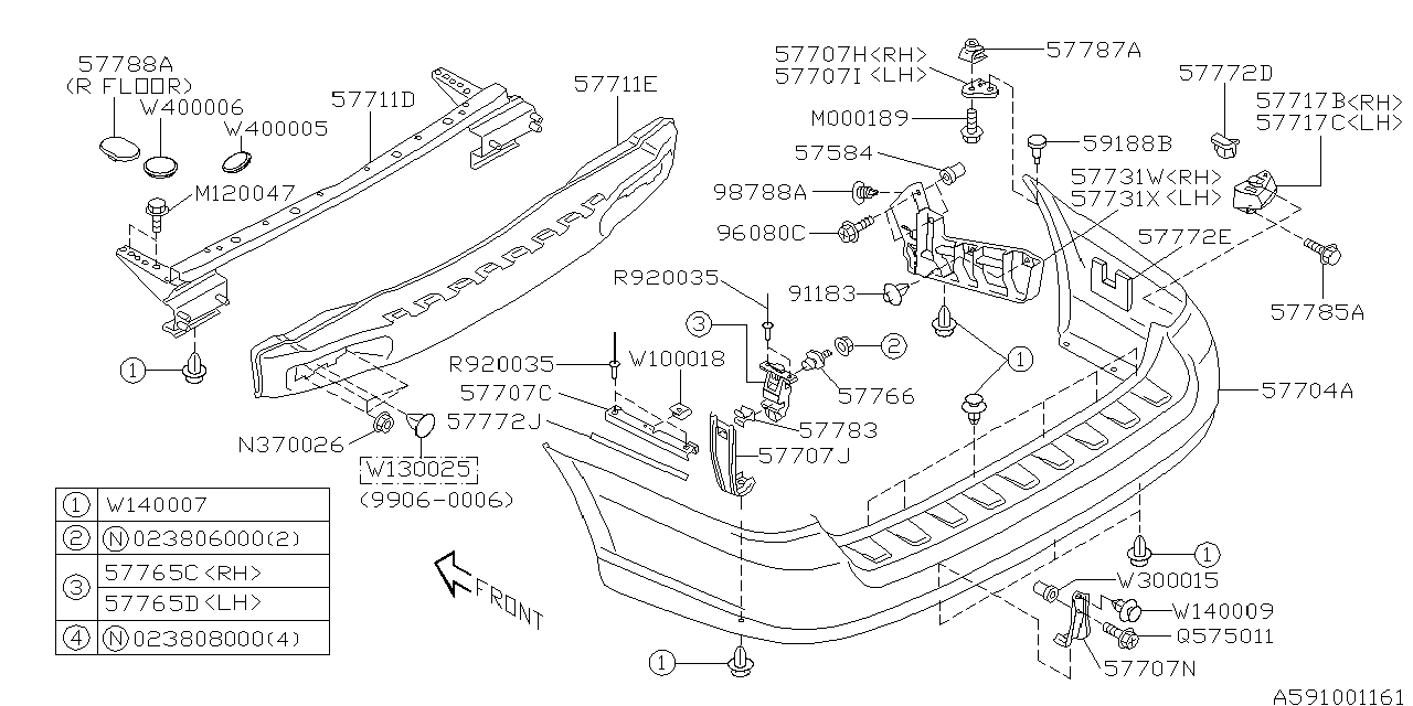 Subaru 57711AE30A Beam Complete Rear PKU