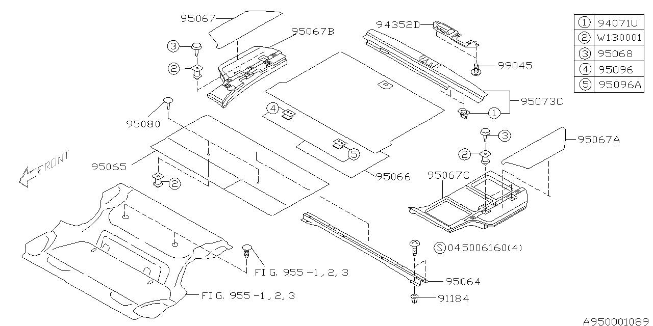 Subaru 95022AC040OC Clip Rear Floor Upper