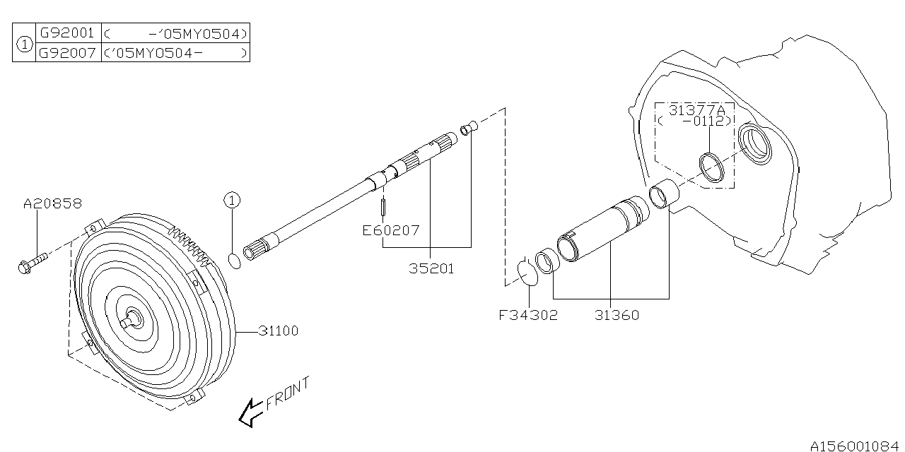 Subaru 31409AA050 Shaft Assembly Input