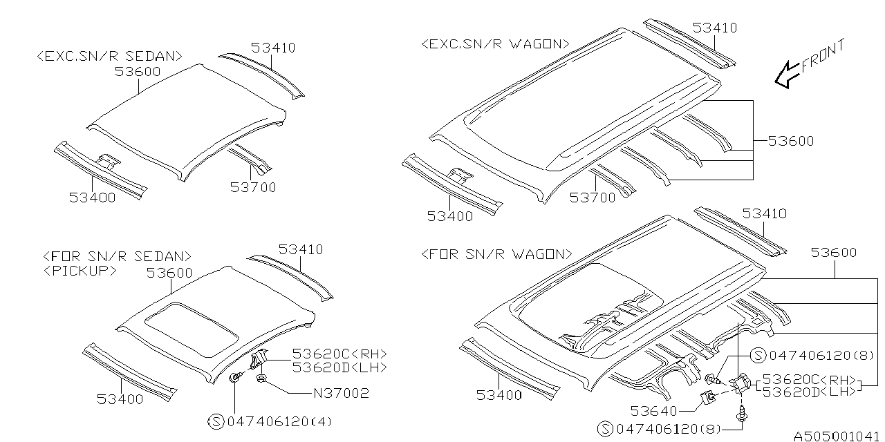 Subaru 53400AE02A Rail Complete Front