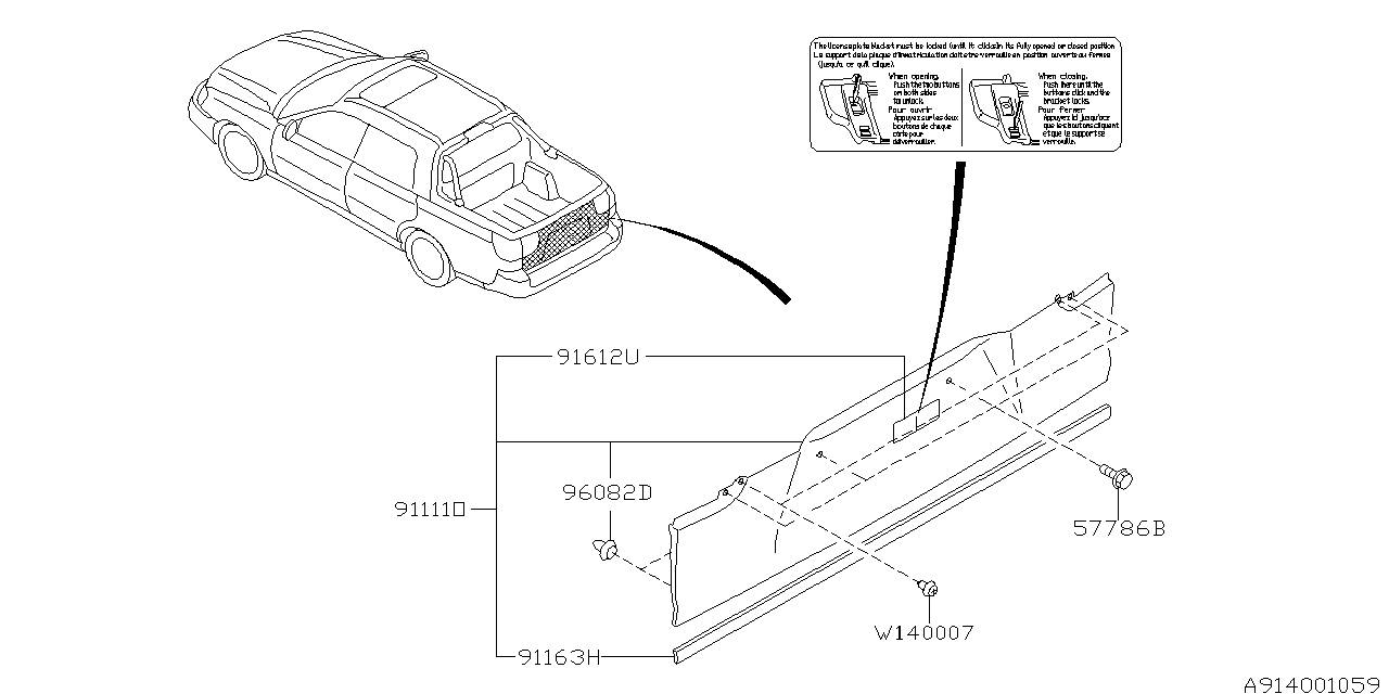 Subaru 91112AE57ATE GARNISH Assembly Tail Gate