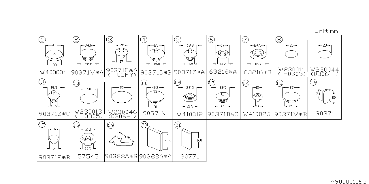 Subaru 90771AE080 DAMPING Sheet