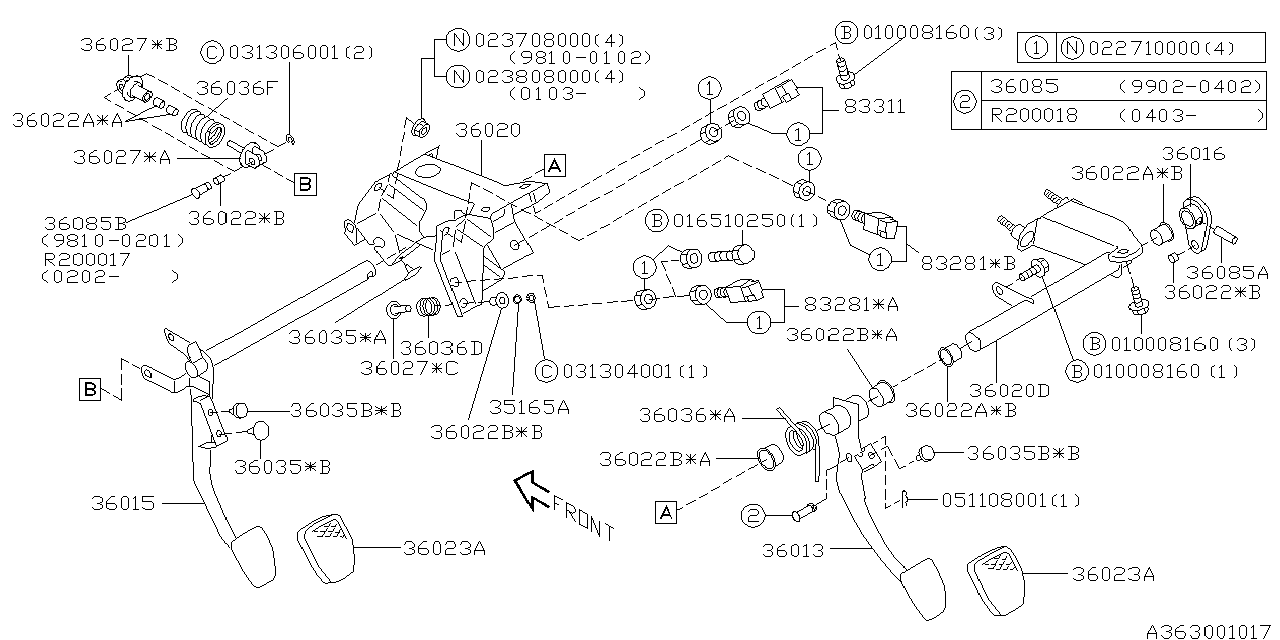 Subaru 36013AE090 Pedal Complete-Brake