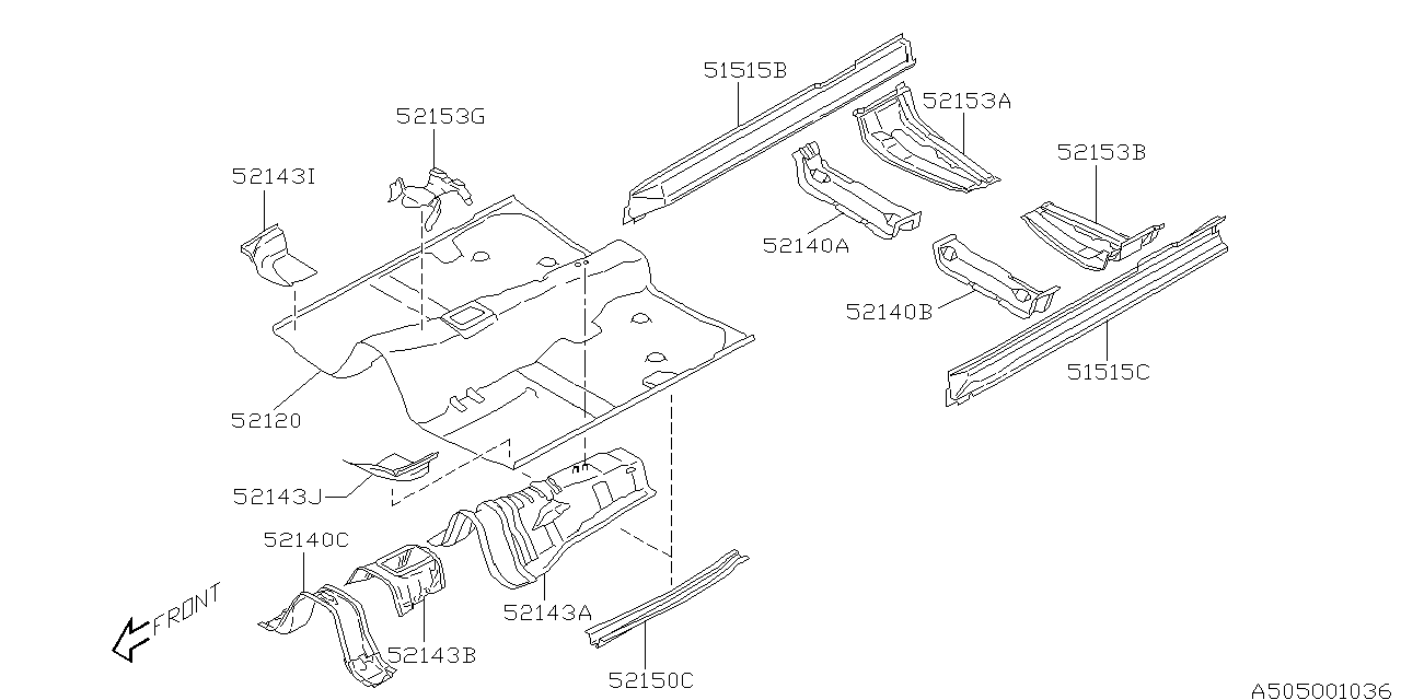 Subaru 52120AE00A Floor Pan Front