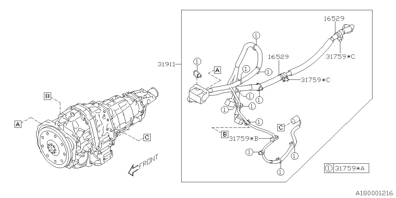 Subaru 31759AA090 Clip-Trans HARN