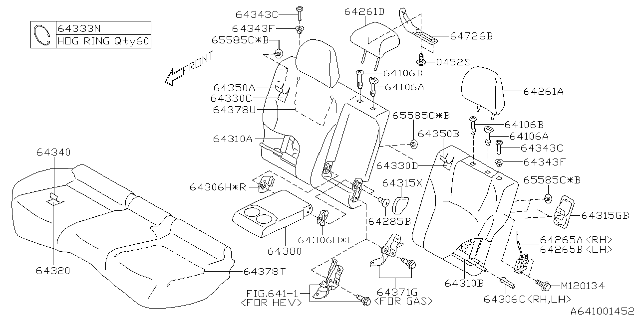 Subaru 64351FL070NH Rear Back Seat Cover Complete