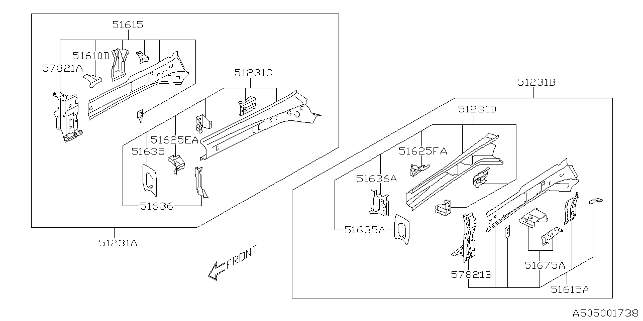 Subaru 51615FL1309P Closing Plate LH